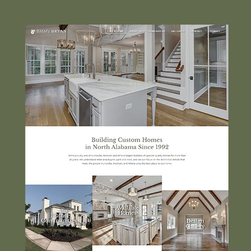 Custom home builder website design for Built By Bryan North Alabama homepage preview